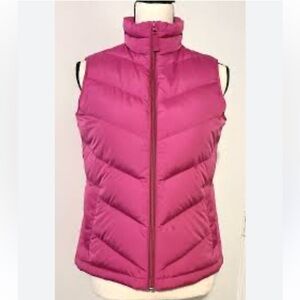 LANDS END Fuchsia Quilted Down Puffer Vest L NWOT